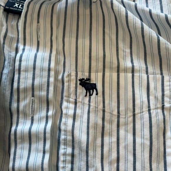 Abercrombie & Fitch boys white and blue striped button down dress shirt size XL - Picture 2 of 3